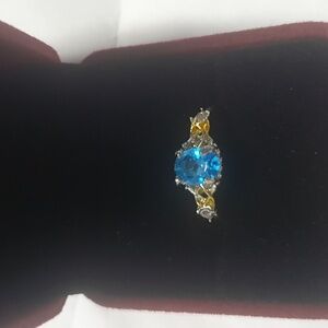 Blue topaz stainless steel ring